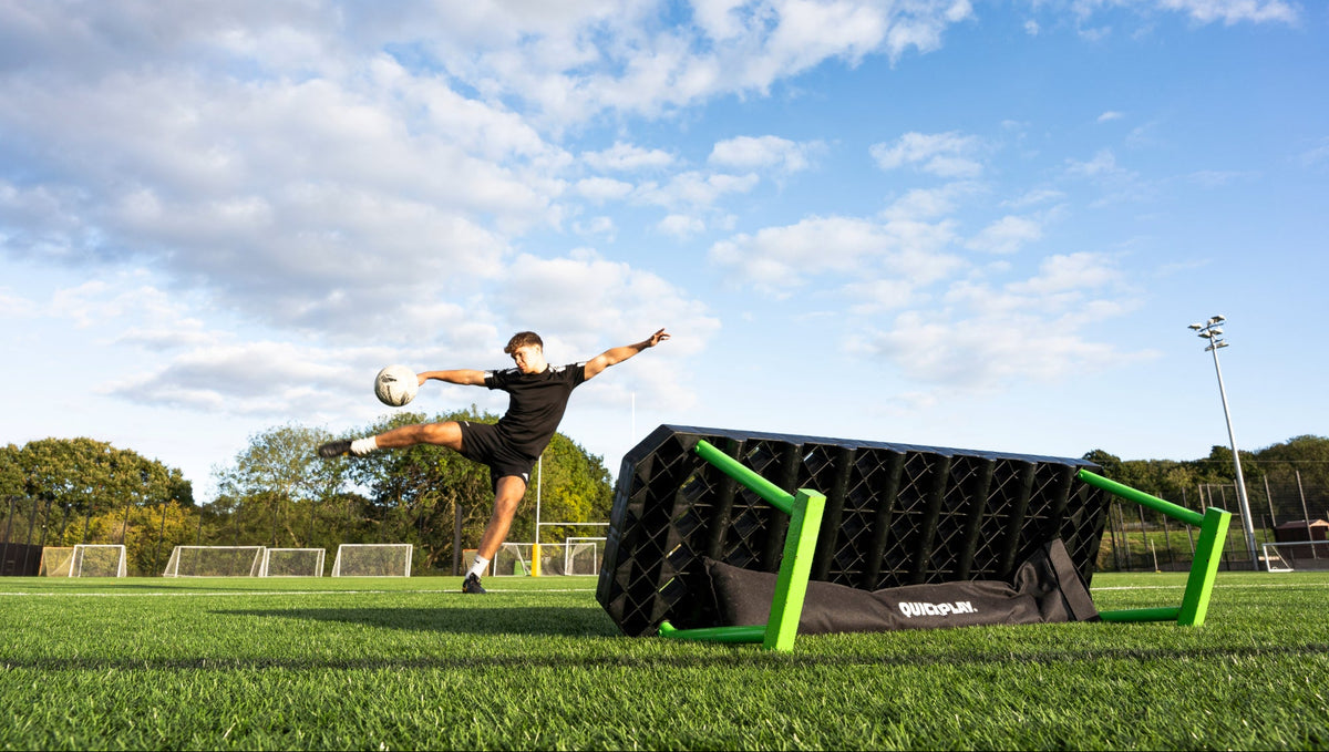 soccer rebounder on a pitch