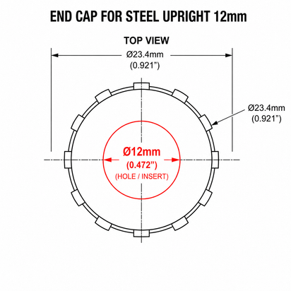 Spare Part - End Cap 12mm (Flexi-Post Uprights)