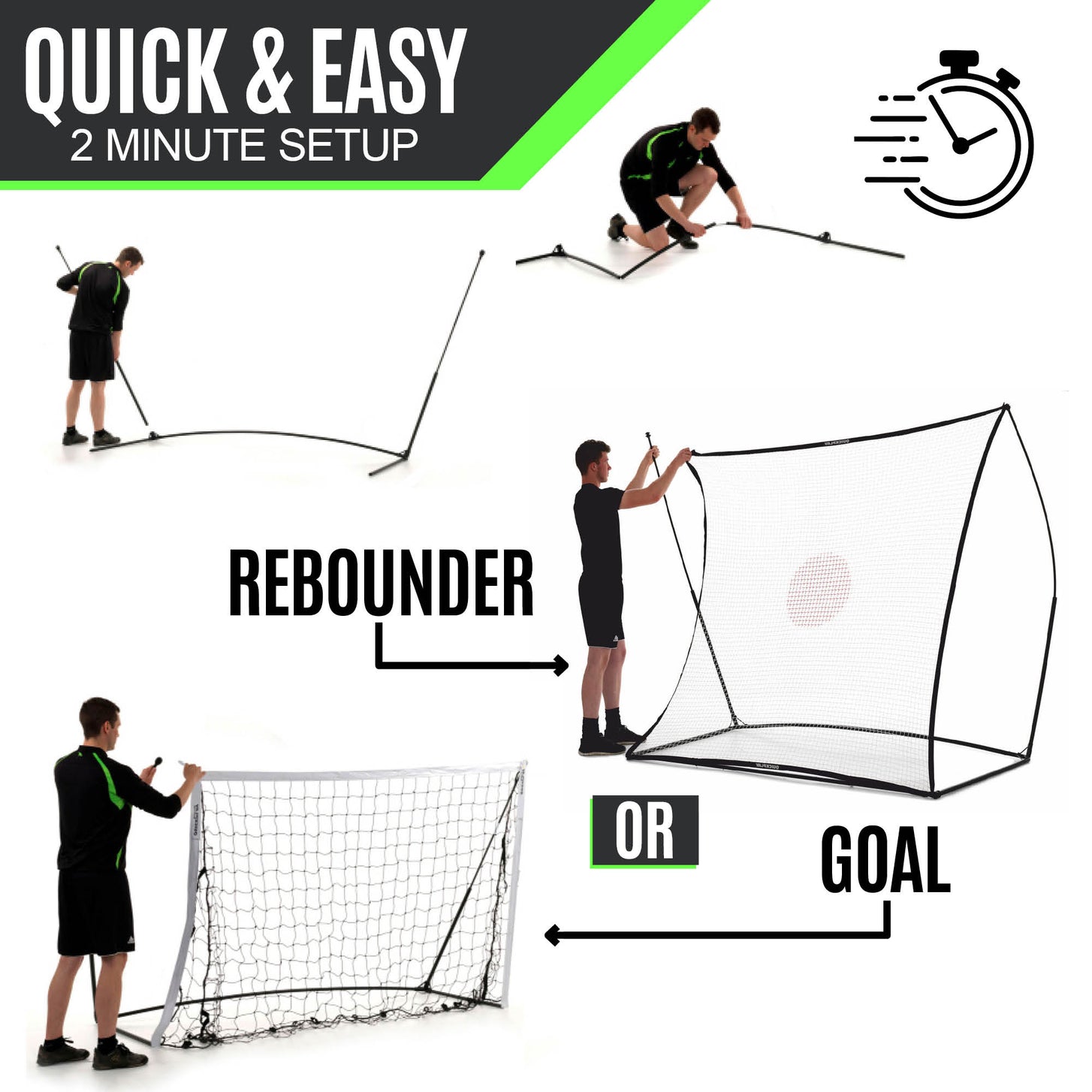 KICKSTER 2-in-1 Soccer Goal / Soccer Rebounder 8x5'