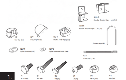 SPARE PART - PRO ALU MATCH - HARDWARE SET OF 20 - QUICKPLAY - ship10 spares