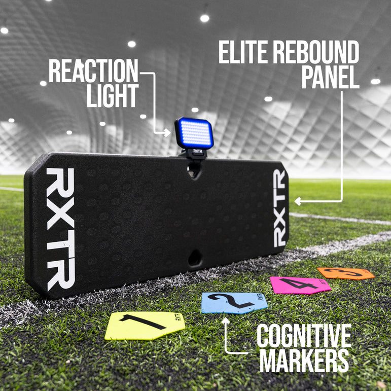 Black athletic RXTR Pro Coach with labeled components on a sports field