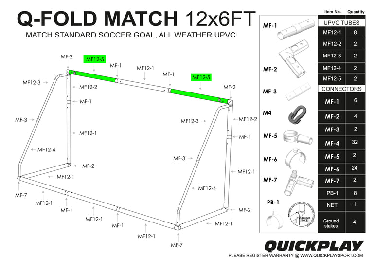 Spare Part - TUBE - Q-FOLD & Q-FOLD MATCH 12x6' - MF 12-5 QUICKPLAY