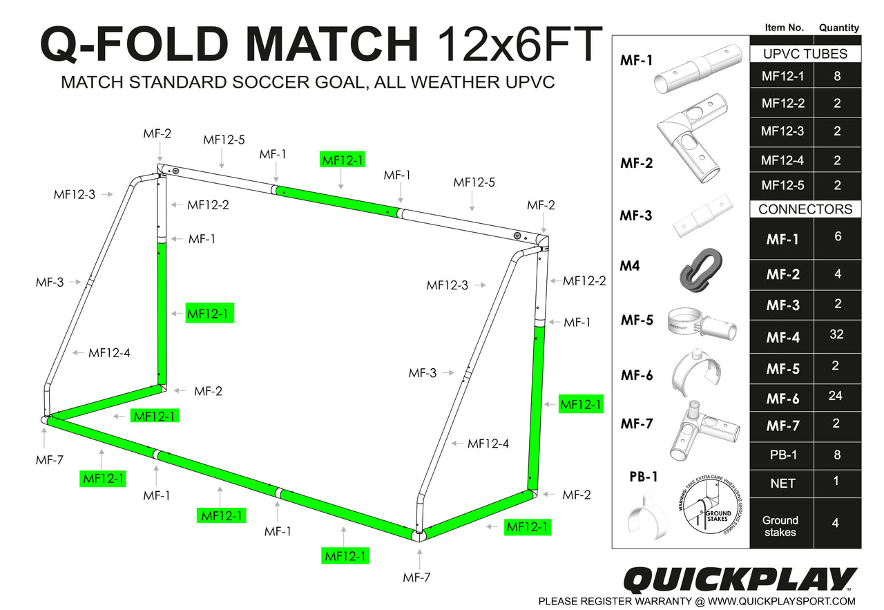 Spare Part - TUBE - Q-FOLD & Q-FOLD MATCH 12x6' - MF 12-1 QUICKPLAY