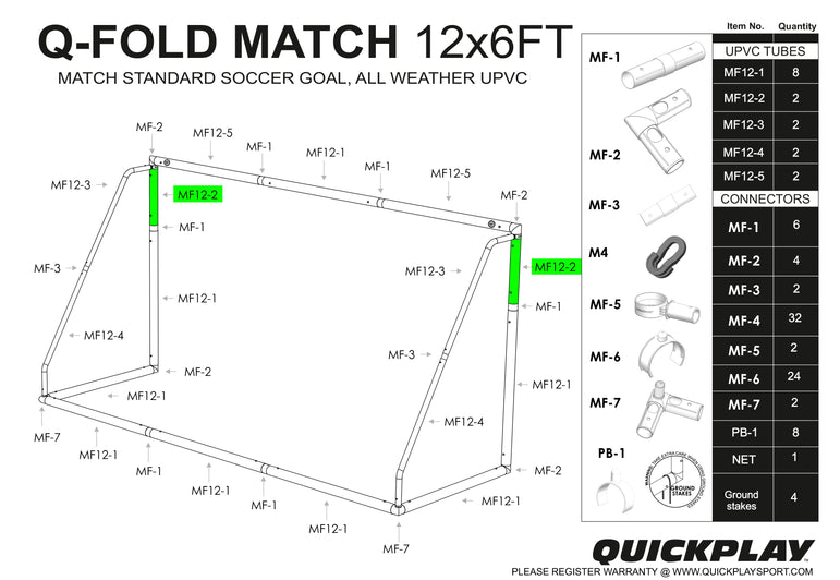 Spare Part - TUBE - Q-FOLD & Q-FOLD MATCH 12x6' - MF 12-2 QUICKPLAY