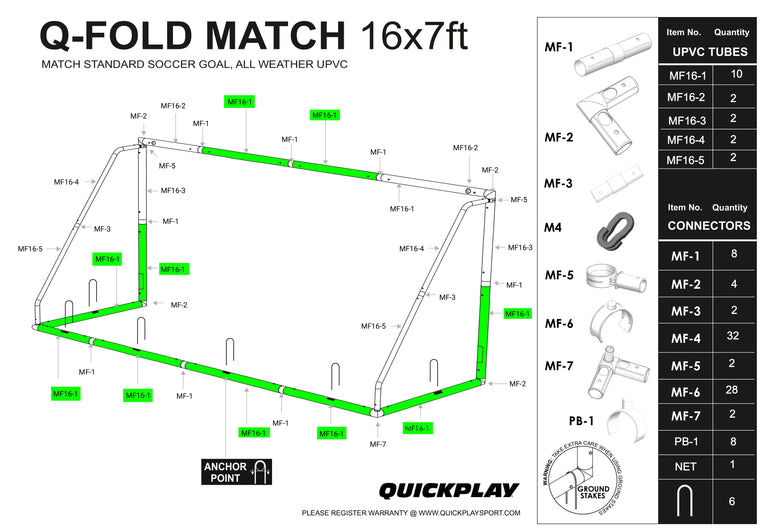Spare Part - Tube - Q-FOLD & Q-FOLD MATCH 16X7' - MF 16-1 QUICKPLAY
