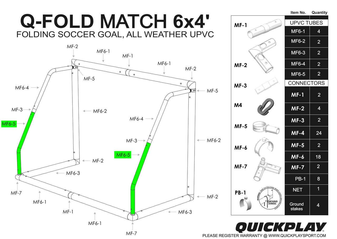 Spare Part - TUBE - Q-FOLD MATCH 6X4' - MF6-5 QUICKPLAY