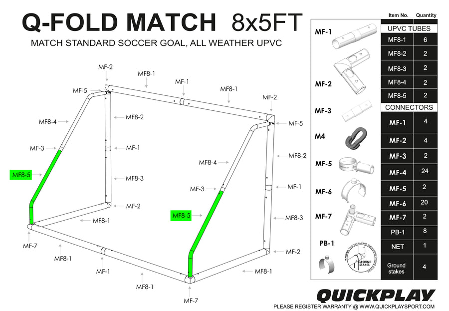 Spare Part - TUBE - Q-FOLD MATCH 8X5' - MF8-5 QUICKPLAY