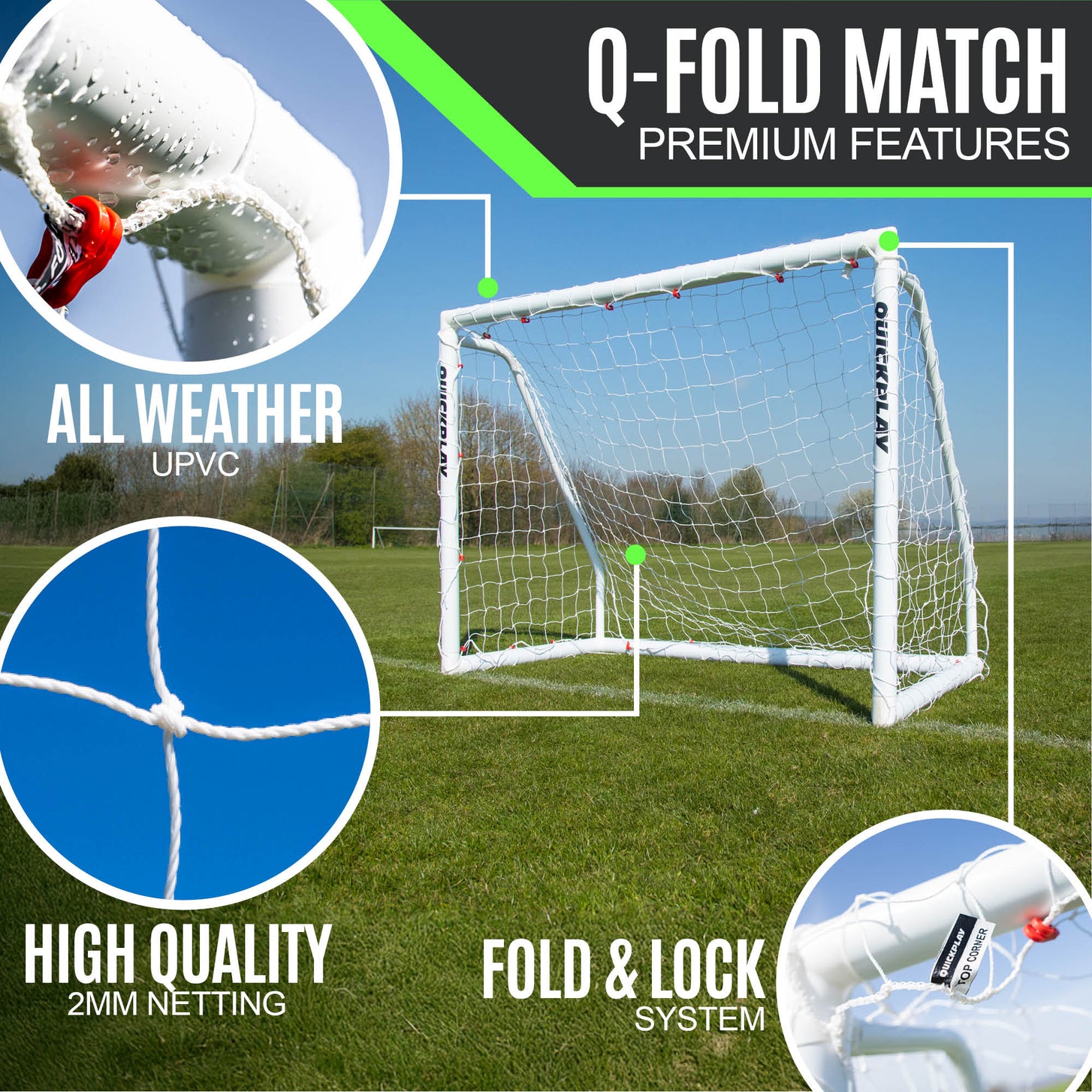 Q-FOLD Match Folding Futsal Goal 9.8x6.5'