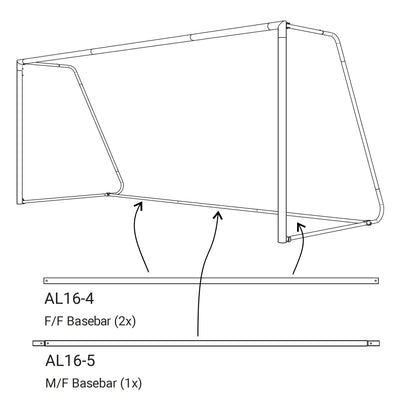 SPARE PART - PRO ALU MATCH - 16x7 BASE BAR (PARTS AL16-4 & AL16-5) - QUICKPLAY - ship10 spares