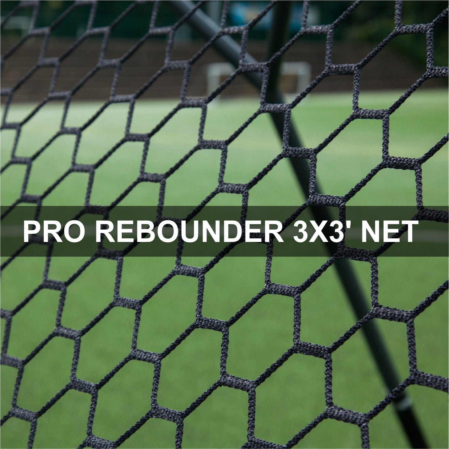 Spare PRO Rebounder 3x3' net: close-up of the black hexagonal mesh with the text "PRO Rebounder 3x3' net".