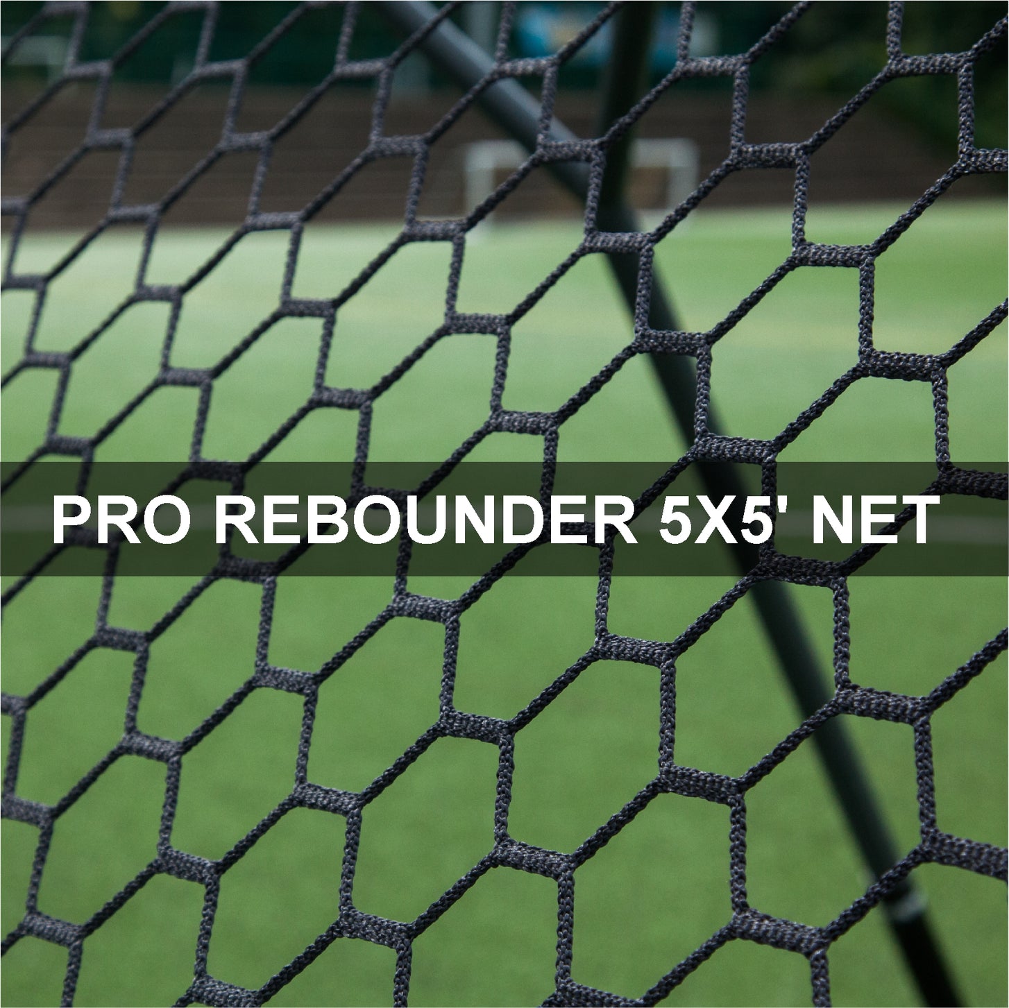 Spare PRO Rebounder 5x5' net: close-up of the black hexagonal mesh with the text "PRO Rebounder 5x5' net".
