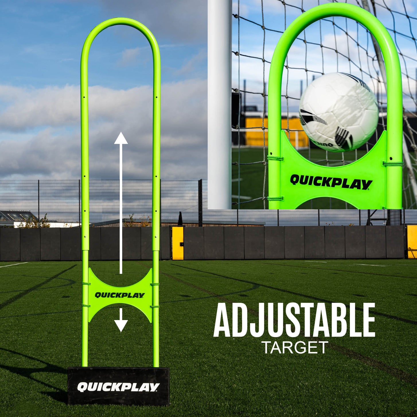REPLAY Defender Airflow Mannequin with arrows showing the sliding center target, and an inset of a ball passing through it.