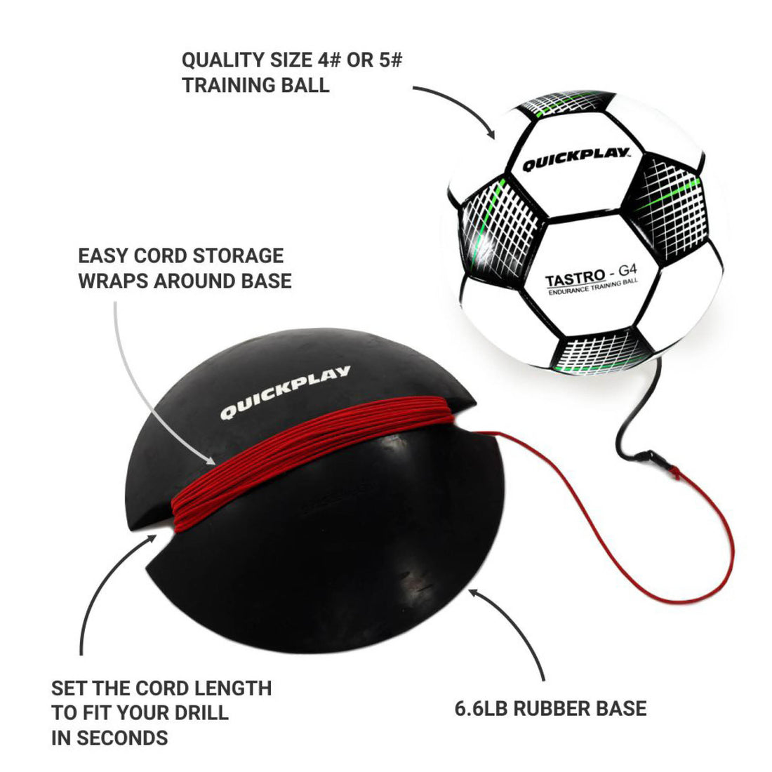 REPLAY Soccer Ball Trainer - Size 5 - QUICKPLAY - Astroturf Backyard Garden rebounder Replay Ball replayball Soccer Soccer Training SUMMER training ball